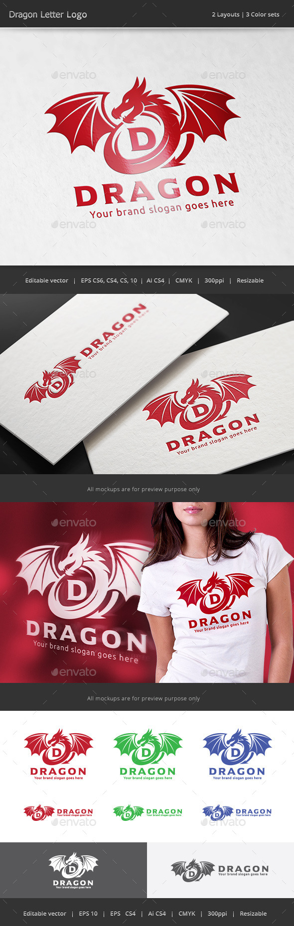 Dragon Letter Logo - Crests Logo Templates