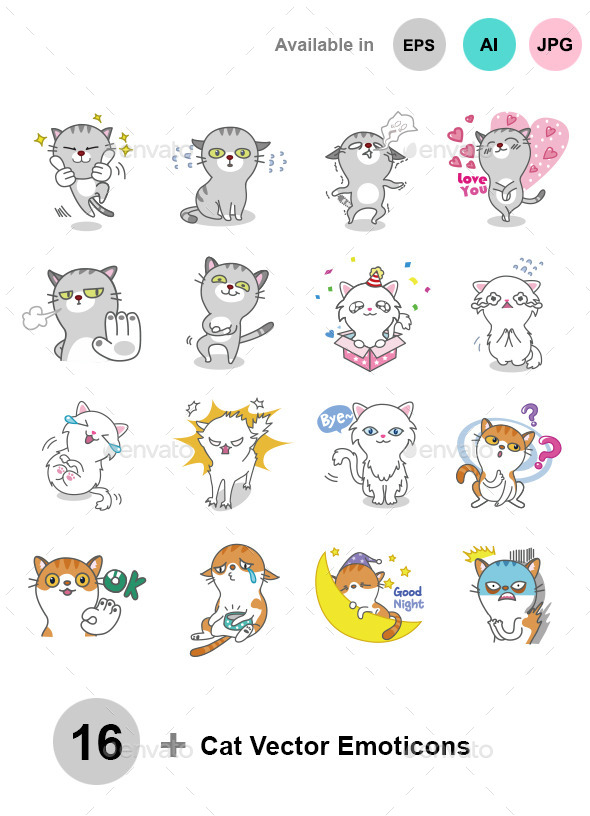 Cat Vector Emoticons Cat Vector Emoticons
