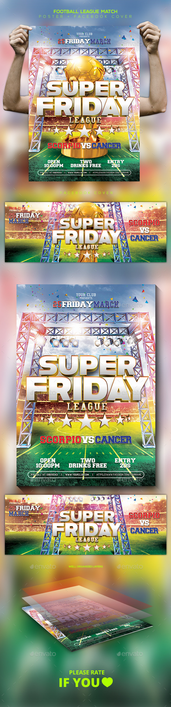 Football Game Template Flyer / Poster / Facebook - Sports Events