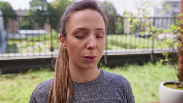 Woman during the breath exercise.  Shot with RED helium camera in 8K alt