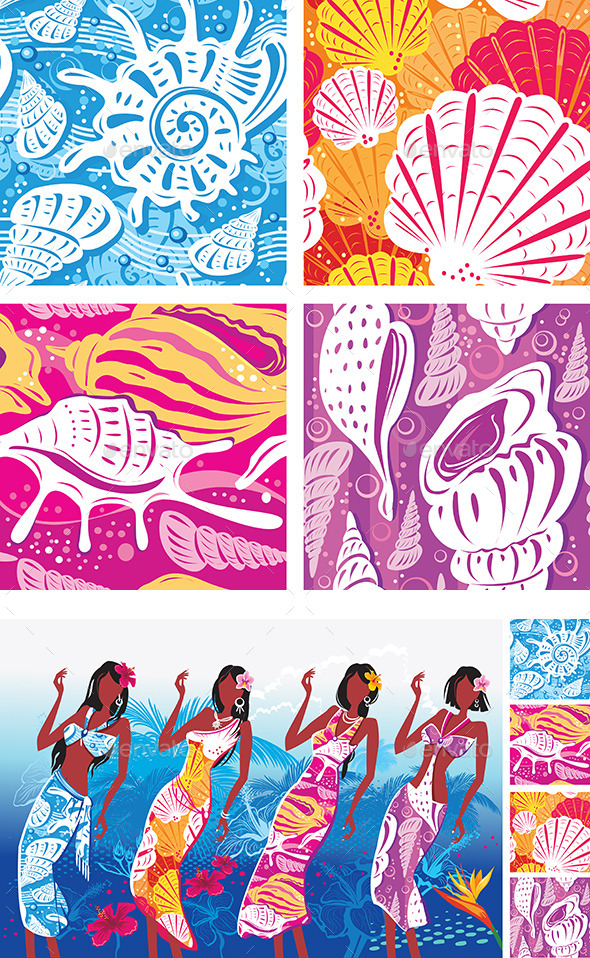 Seamless Shell Patterns - Patterns Decorative