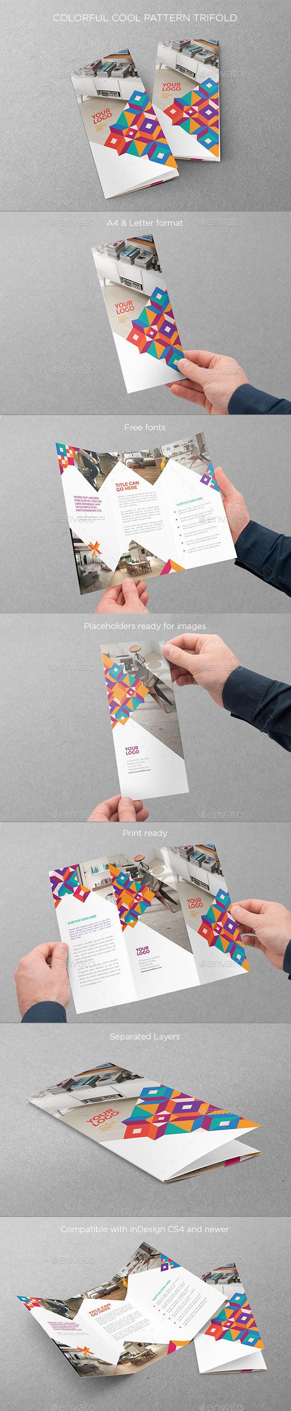 Colorful Cool Pattern Trifold - Brochures Print Templates