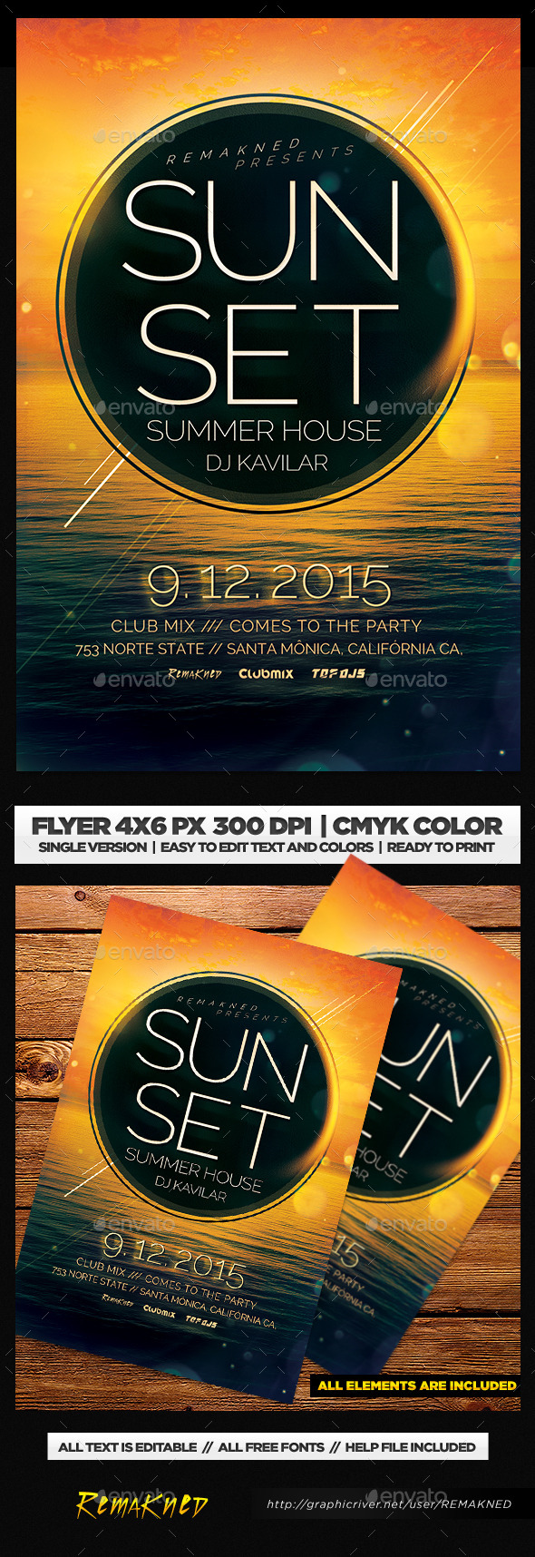 Sunset Summer House | Flyer Template PSD - Flyers Print Templates