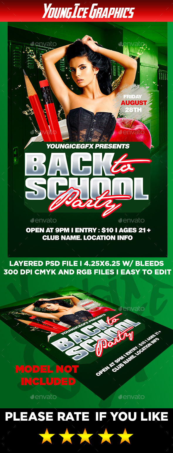 Back to School Party Flyer Template - Clubs & Parties Events