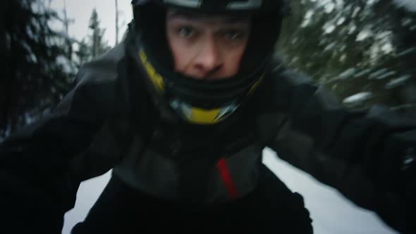 Snowmobile Driver's Face Closeup 2