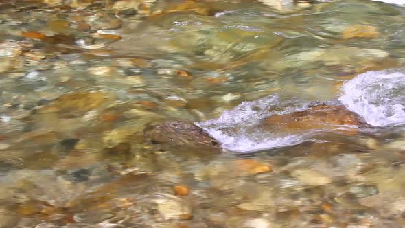 Water Flowing In Clear Mountain Stream 1