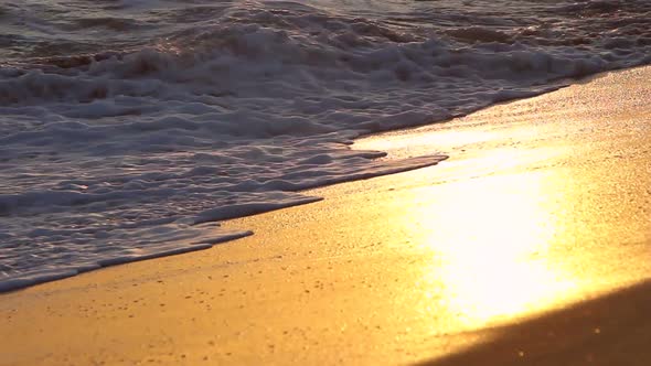 Waves On Tropical Sandy Beach At Sunset 2