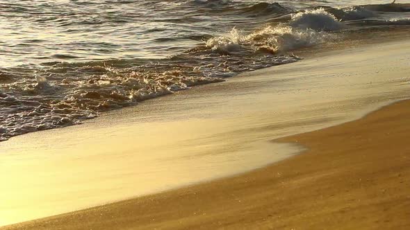 Waves On Tropical Sandy Beach At Sunset 3
