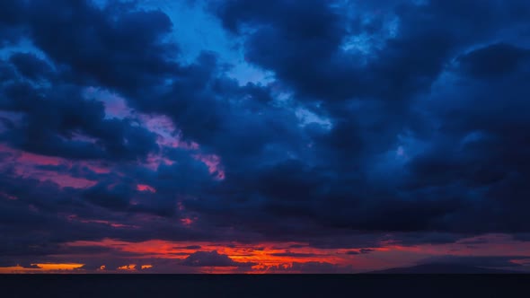 Dramatic Sunset Time Lapse In Hawaii