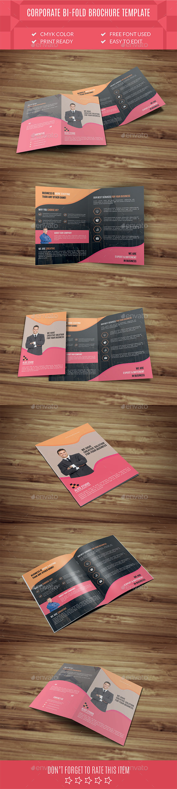Corporate Bi-Fold Brochure Template - Corporate Brochures