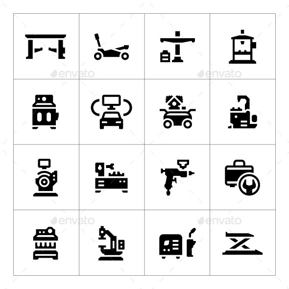Set Icons of Car Service Equipment - Man-made objects Objects