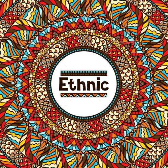 Ethnic Background Design With Hand Drawn Ornament - Patterns Decorative