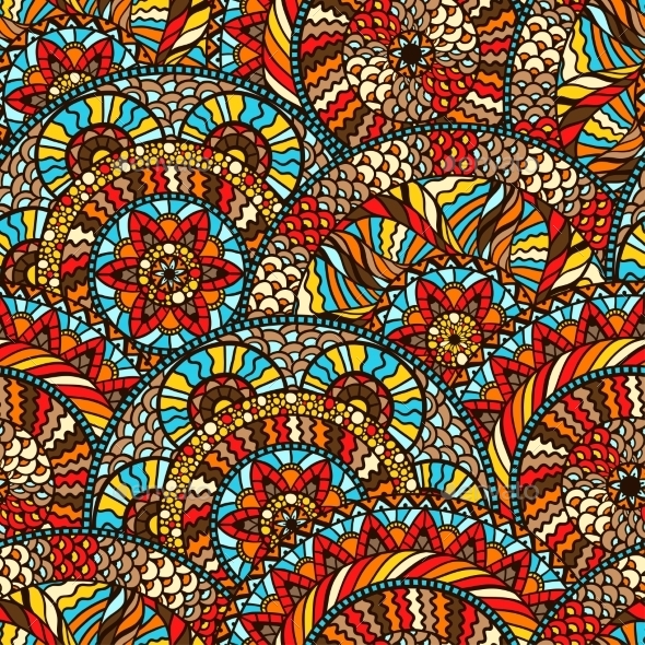 Ethnic Seamless Pattern With Hand Drawn Ornament - Patterns Decorative