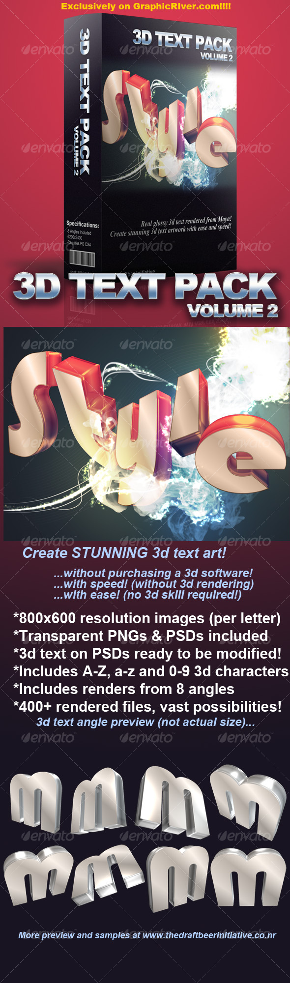 Glossy 3D Text Pack Volume 2 - 3D Backgrounds