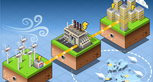 Energy Distribution Chain 3D Vector Illustration