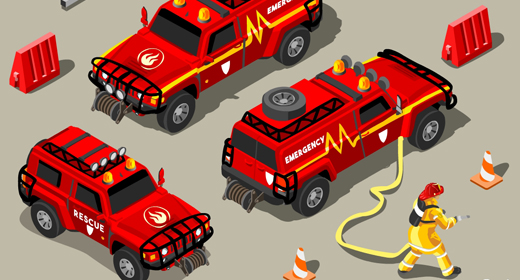 Rescue Team Emergency Set 3D Isometric Vector