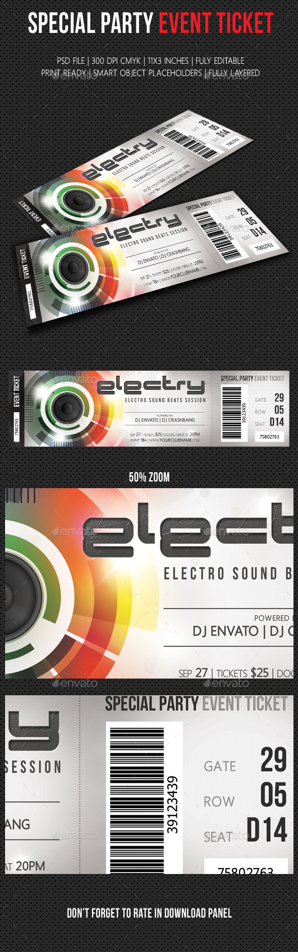 Special Party Event Ticket V05 - Cards & Invites Print Templates