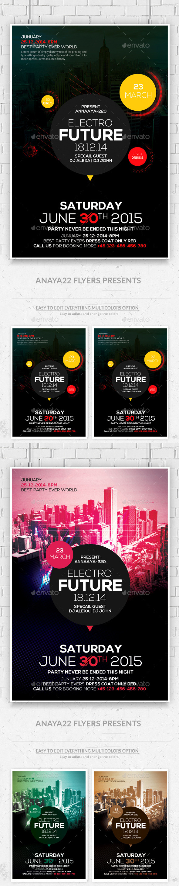 Electro Future Concert Flyers Bundle - Clubs & Parties Events