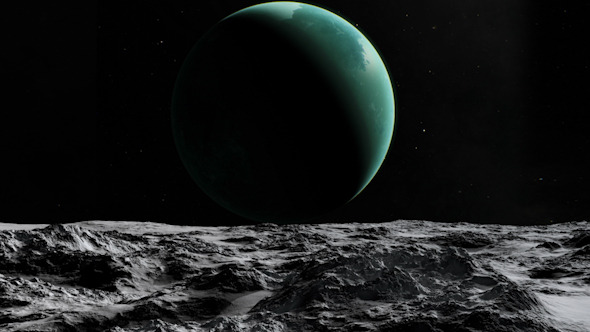 Planet View from an Asteroid in Deep Space alt