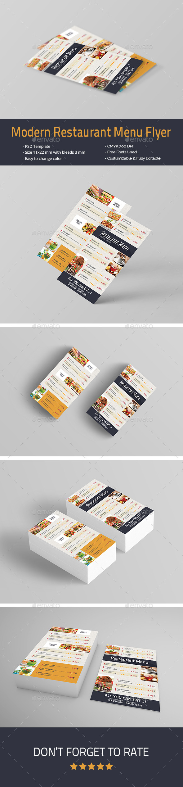 Modern Restaurant Menu Flyer - Food Menus Print Templates