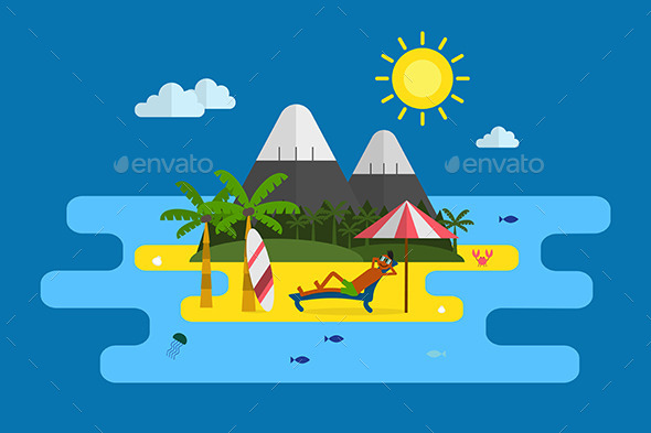 Tropical Island Vacation Postcard - Travel Conceptual