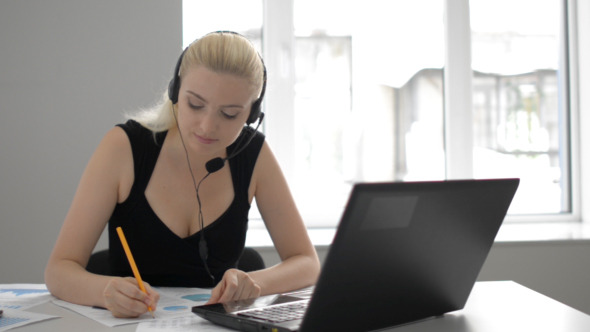 Tired Call Girl Answering Clients and Working Tired Call Girl Answering Clients and Working