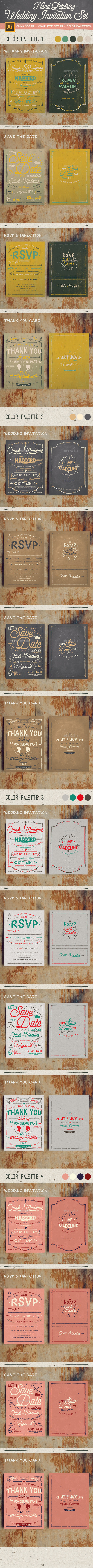 Classic Hand Lettering Wedding Invitation Set - Weddings Cards & Invites