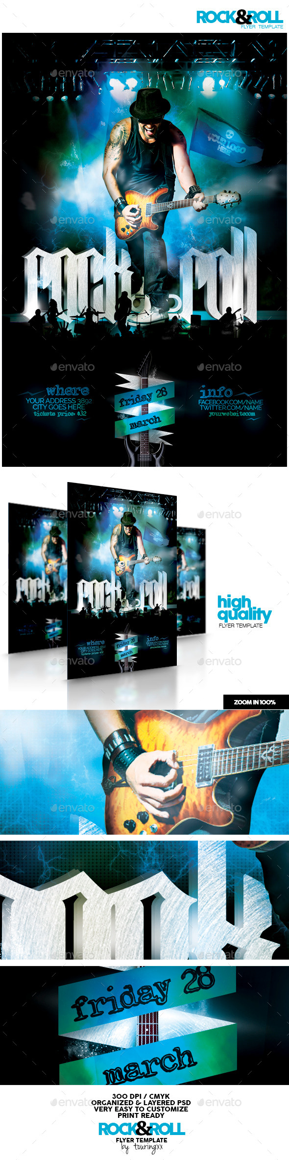 Rock & Roll Flyer Template - Flyers Print Templates