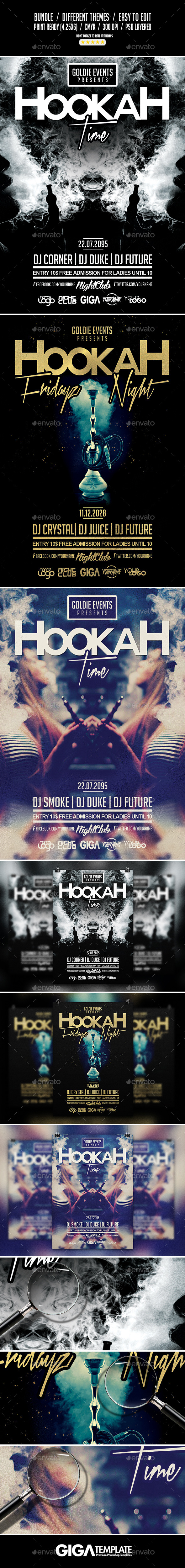 Hookah Time Bundle | 3 Flyer Templates - Events Flyers