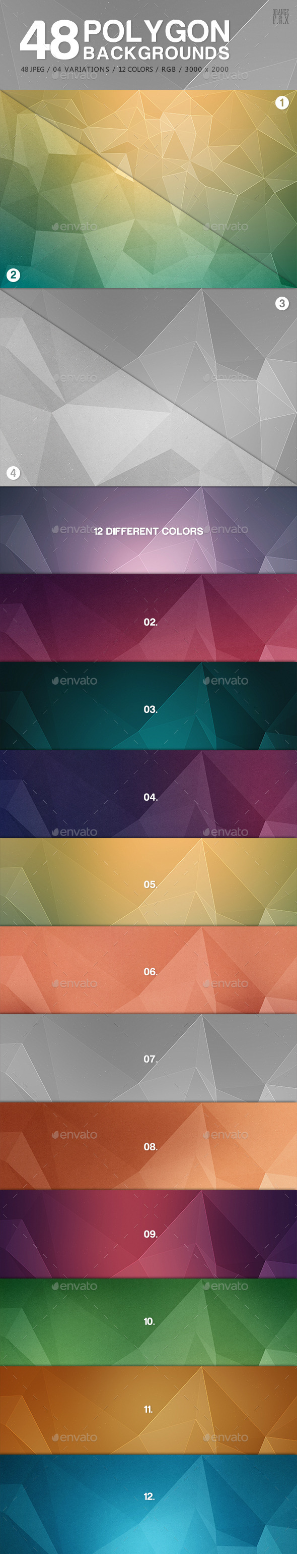 48 Polygon Backgrounds - 04 Styles - Abstract Backgrounds