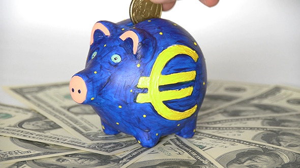 Piggy Bank With Cash On White Background