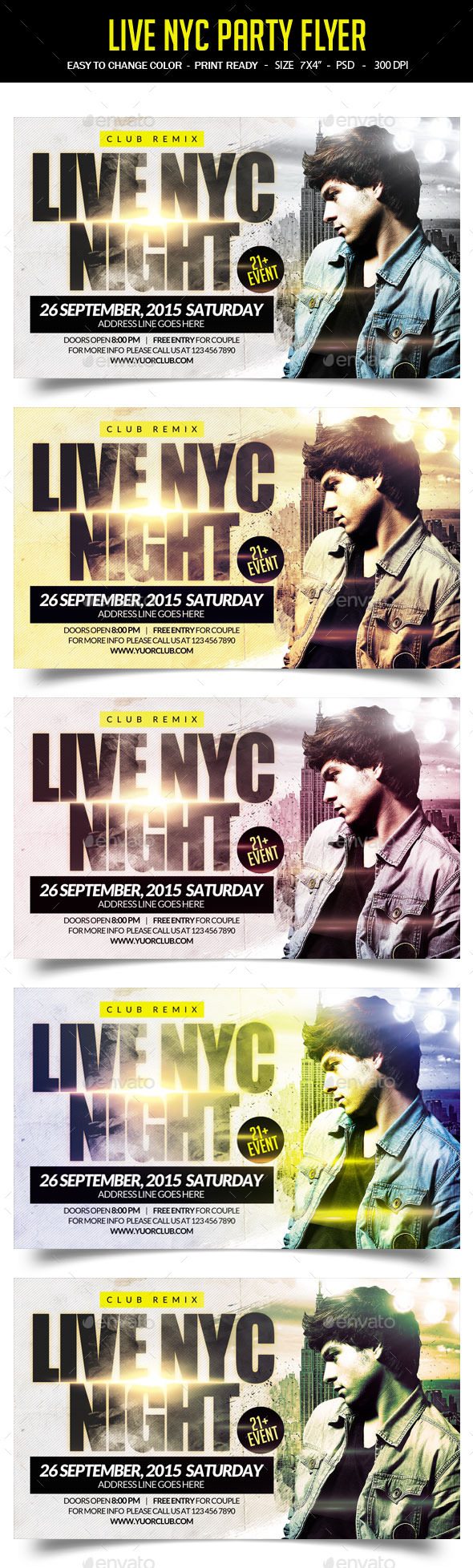 Live NYC Party Flyer - Clubs & Parties Events
