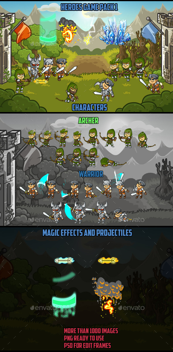 Action Characters Heroes Pack 1 - Sprites Game Assets