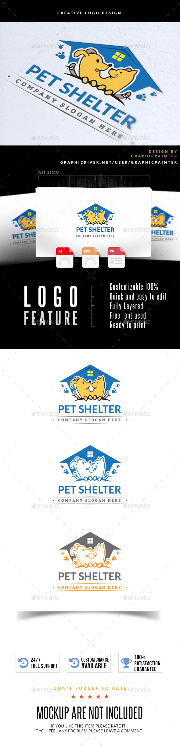 Pet Shelter - Animals Logo Templates
