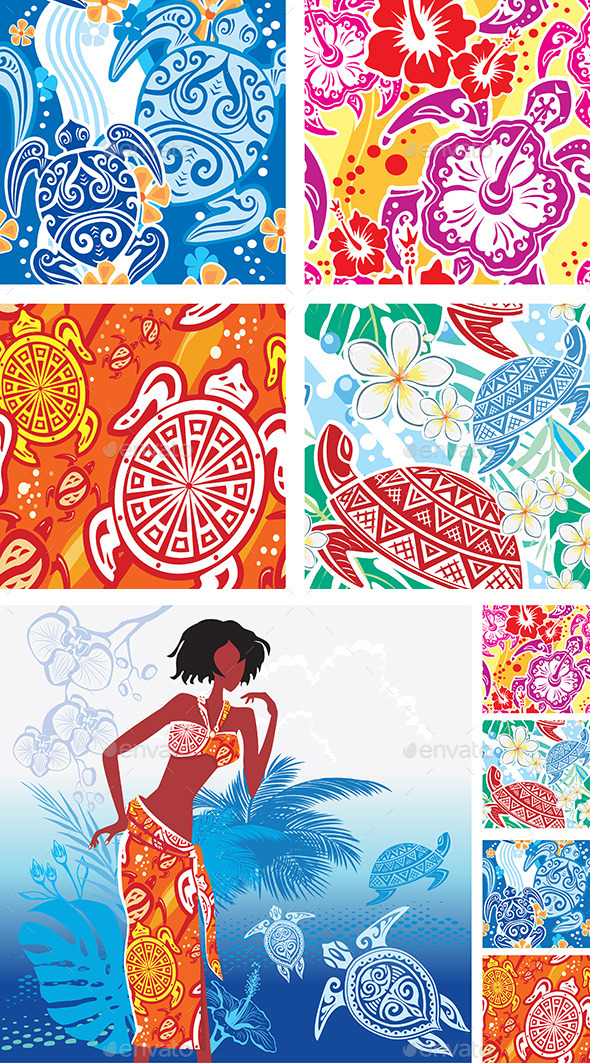 Seamless Pattern with Turtles - Patterns Decorative
