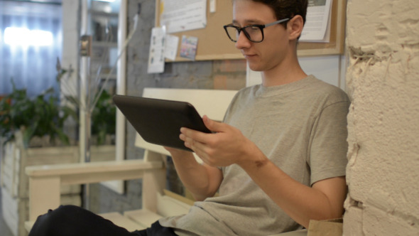 Excited and Using Tablet Excited and Using Tablet