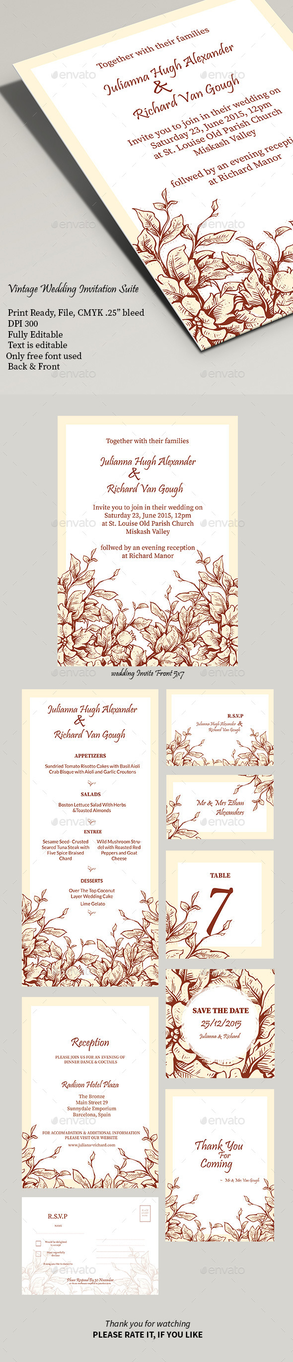 Vintage Wedding Invitation Suite - Weddings Cards & Invites
