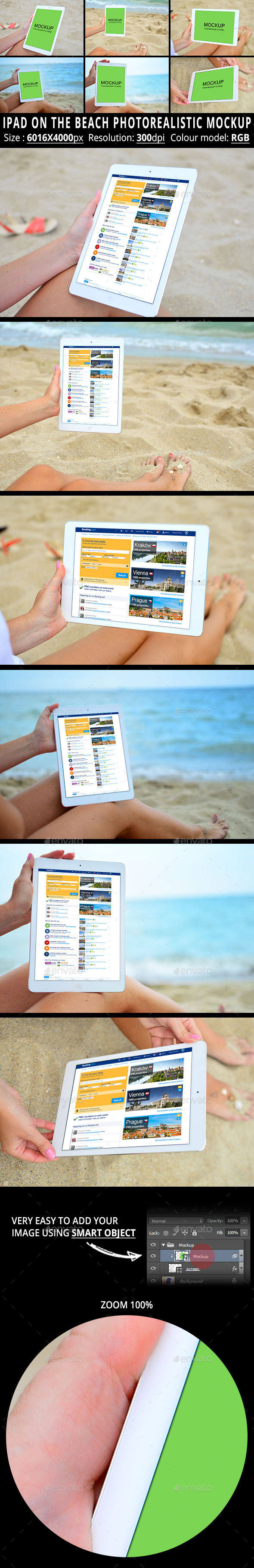 iPad On The Beach Photorealistic Mockup - Mobile Displays