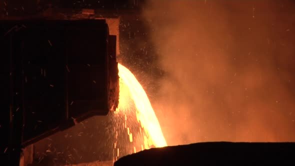 Liquid Metal is Pouring into Vessel Orange Metal Liquid Metal is Pouring into Vessel Orange Metal