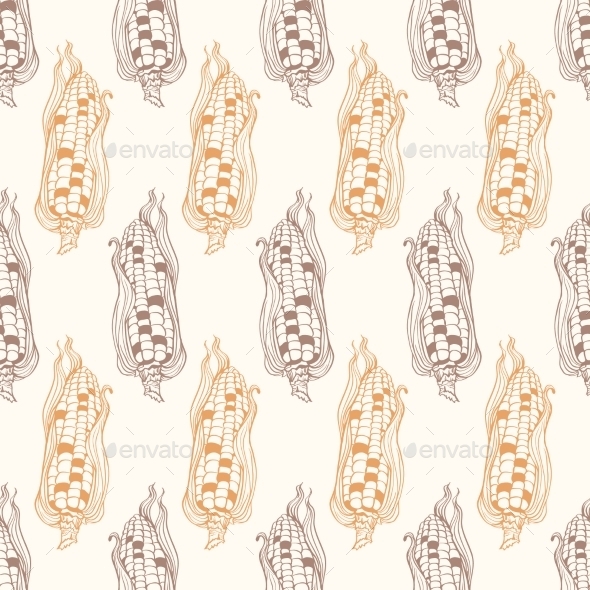 Vector Vintage Corn On Cob Drawing Seamless Vector Vintage Corn On Cob Drawing Seamless