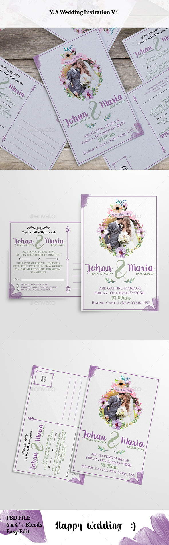 Floral Wedding Invitation - Weddings Cards & Invites