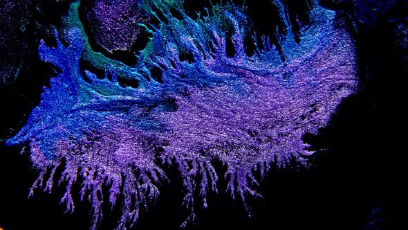 Abstract Paint Mixing Neon Blue Green and Violet Purple Colors Ink alt