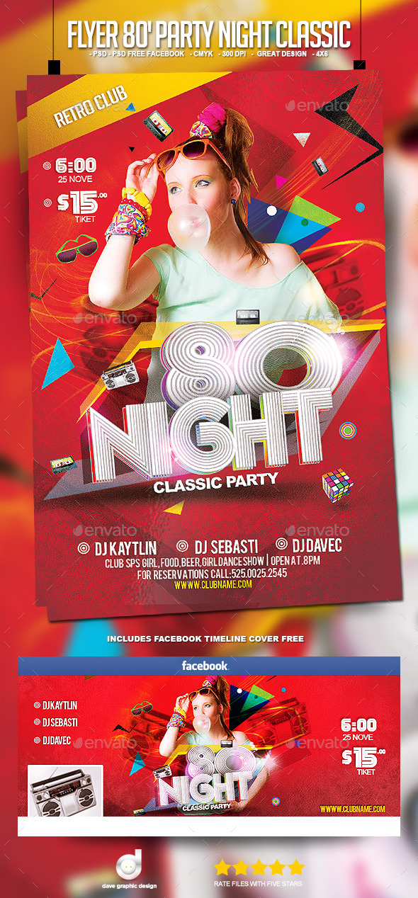 Flyer 80's Party Night Classic - Clubs & Parties Events