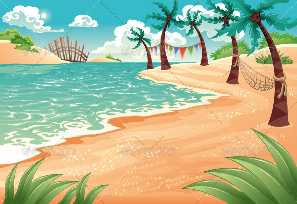 Cartoon seascape. - Landscapes Nature