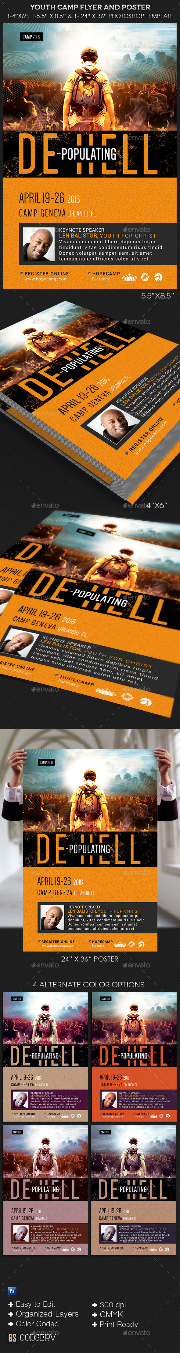 Youth Camp Church Flyer Poster Template - Church Flyers