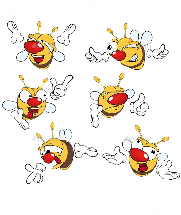 Cartoon Yellow Bees Cartoon Yellow Bees