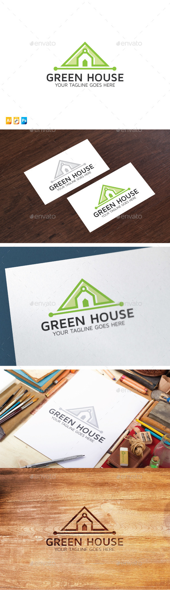 Green House Logo - Buildings Logo Templates
