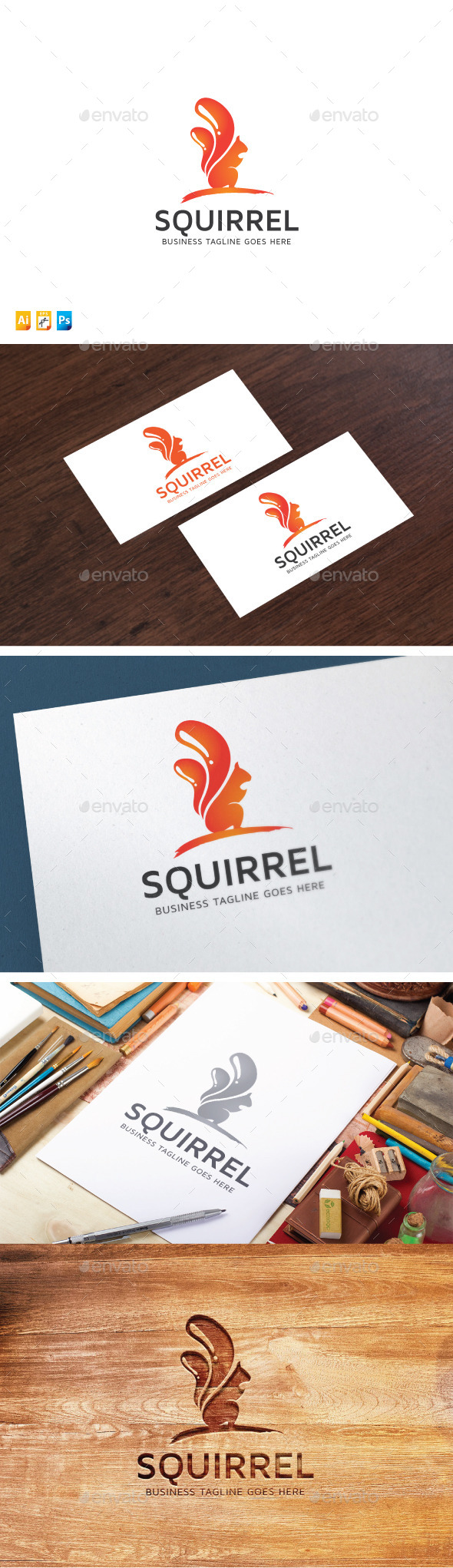 Squirrel Paint Media - Animals Logo Templates