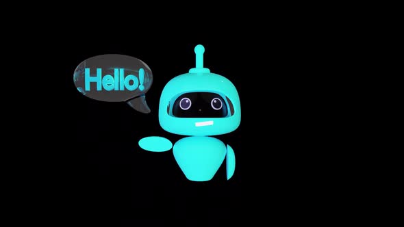 Robot Saying Hello Animation with alpha channel