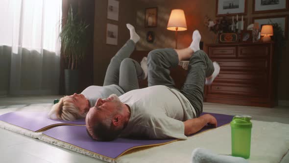 Aged Couple Exercising on a Fitness Mat alt